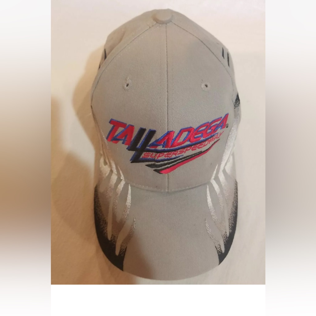 Vintage Talladega Superspeedway Nascar Racing Grey Adjustable Strap Hat Cap